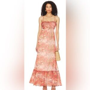 byTiMo Chiffon Strap Maxi Dress size M in Salmon Bright Field